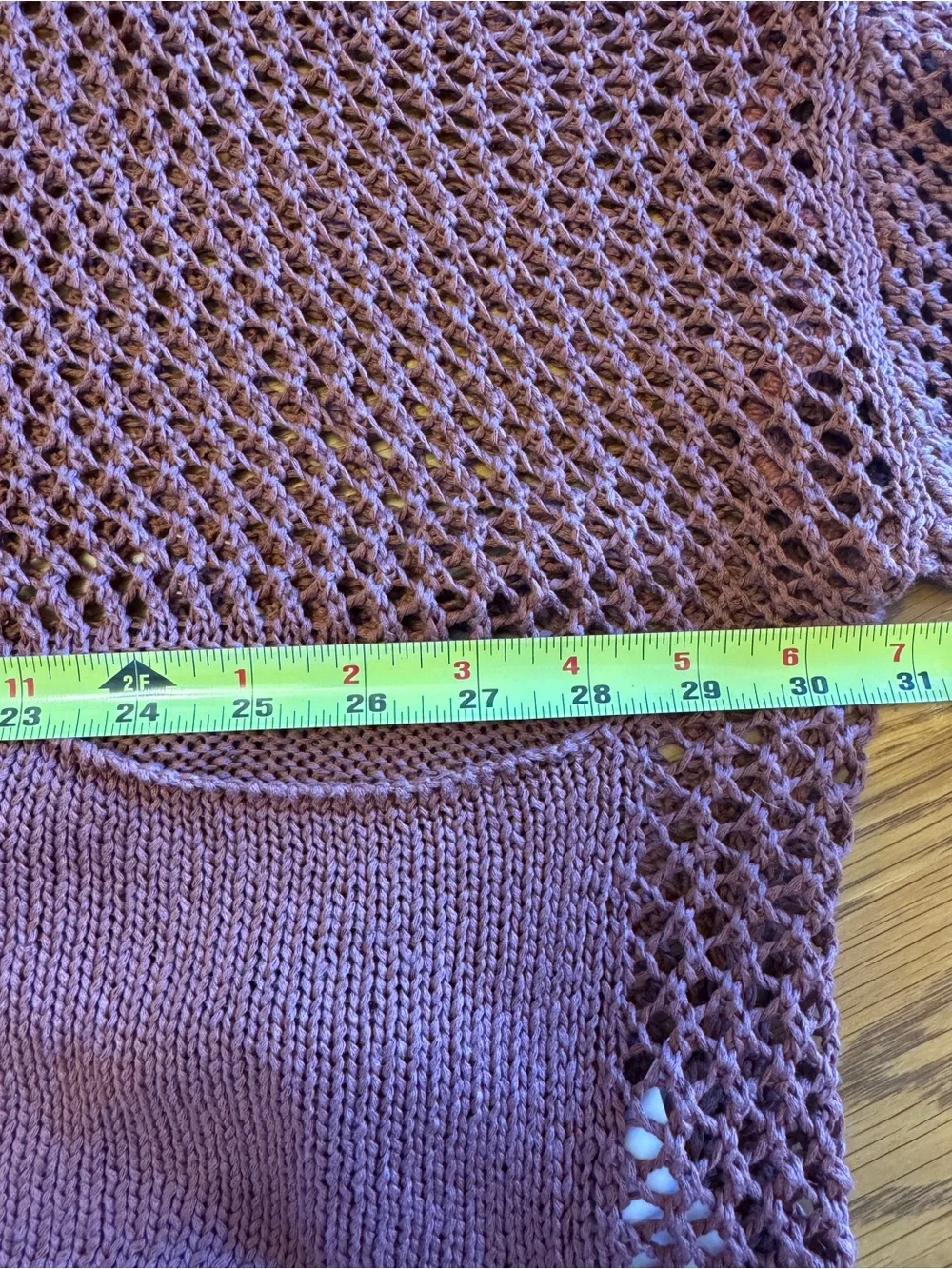 Sweater Women's Crochet Open Knit Oversized Pockets Made In Italy‎ Rust